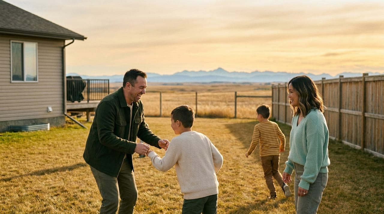 A family at home in Alberta
